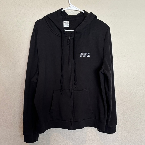 PINK Victoria's Secret Sweaters - XXL Victoria’s Secret PINK Black Zip-Up Hoodie